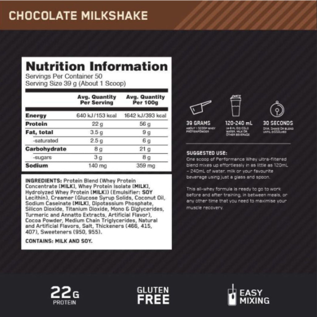 Performance Chocolate Milkshake 1.95Kg Whey Protein