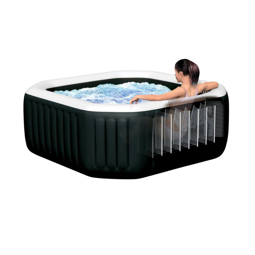 4-Person Onyx Black Octagon Combo Spa Set