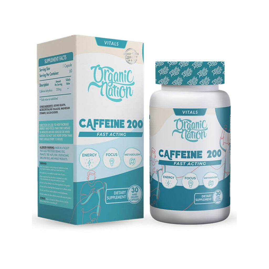 Organic Nation Caffeine 200 30Serv. 30Hard Gelatin Capsules