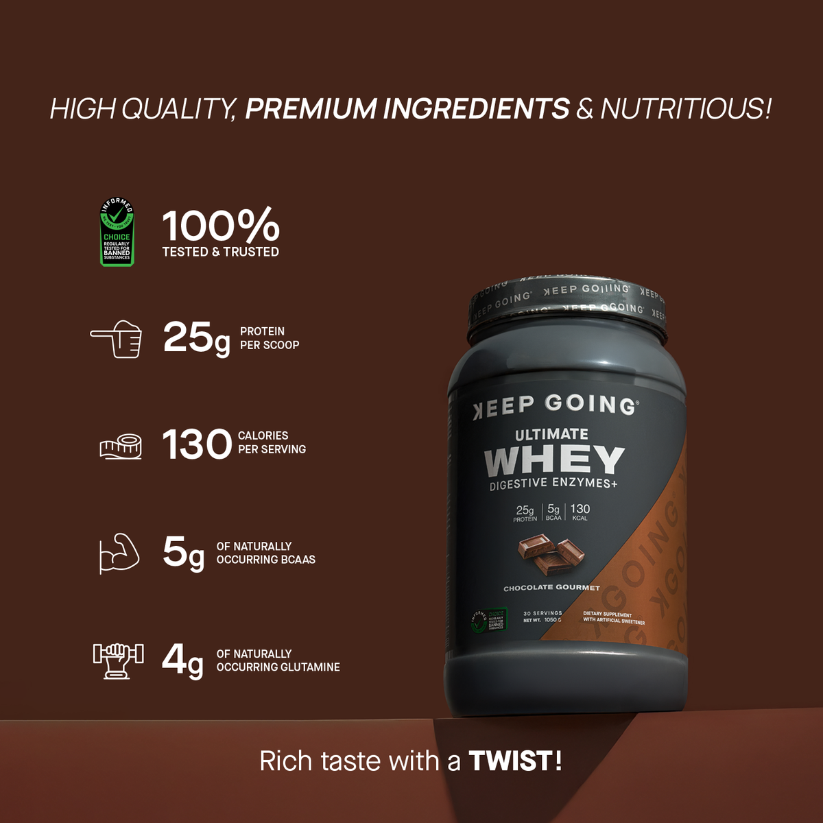 Ultimate Whey Digestive Enzymes+ – Chocolate Gourmet Whey Protein